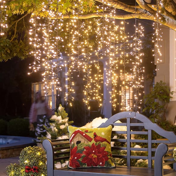 95" Outdoor LED Cascade Lights with Warm White Lights