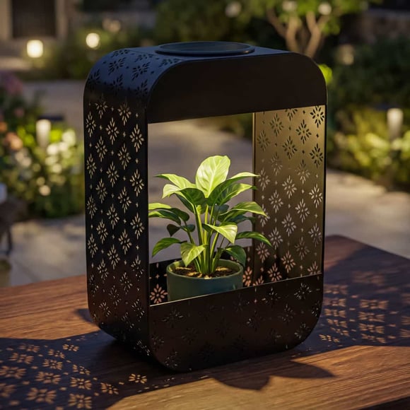 Solar Floral Planter, Black
