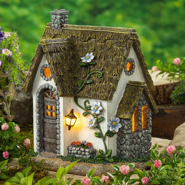Miniature Fairy Garden Solar English Stone Cottage