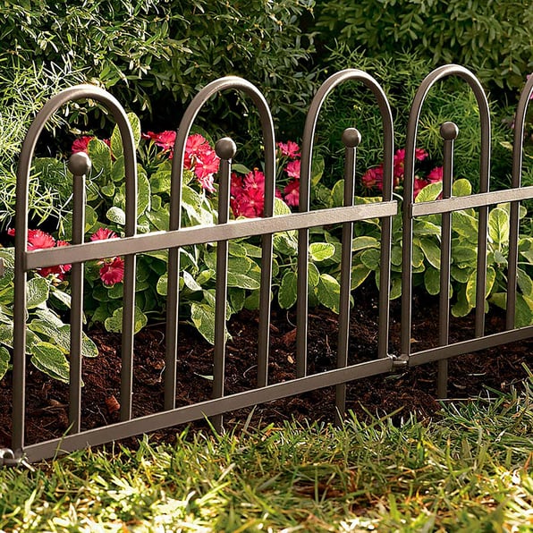 Iron Fence Wrought Iron Edging with Ground Stakes and Gunmetal Finish