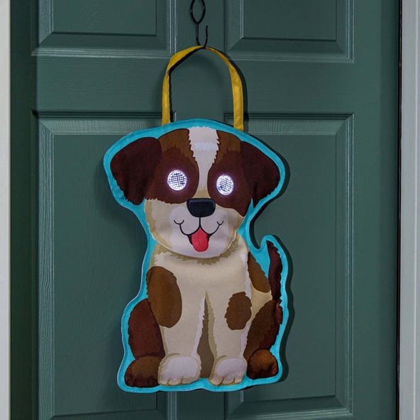 Animated All Dogs Welcome LED Door Decor