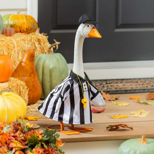 Giddy the Porch Goose Outdoor Statue with Referee Outfit, 21"H